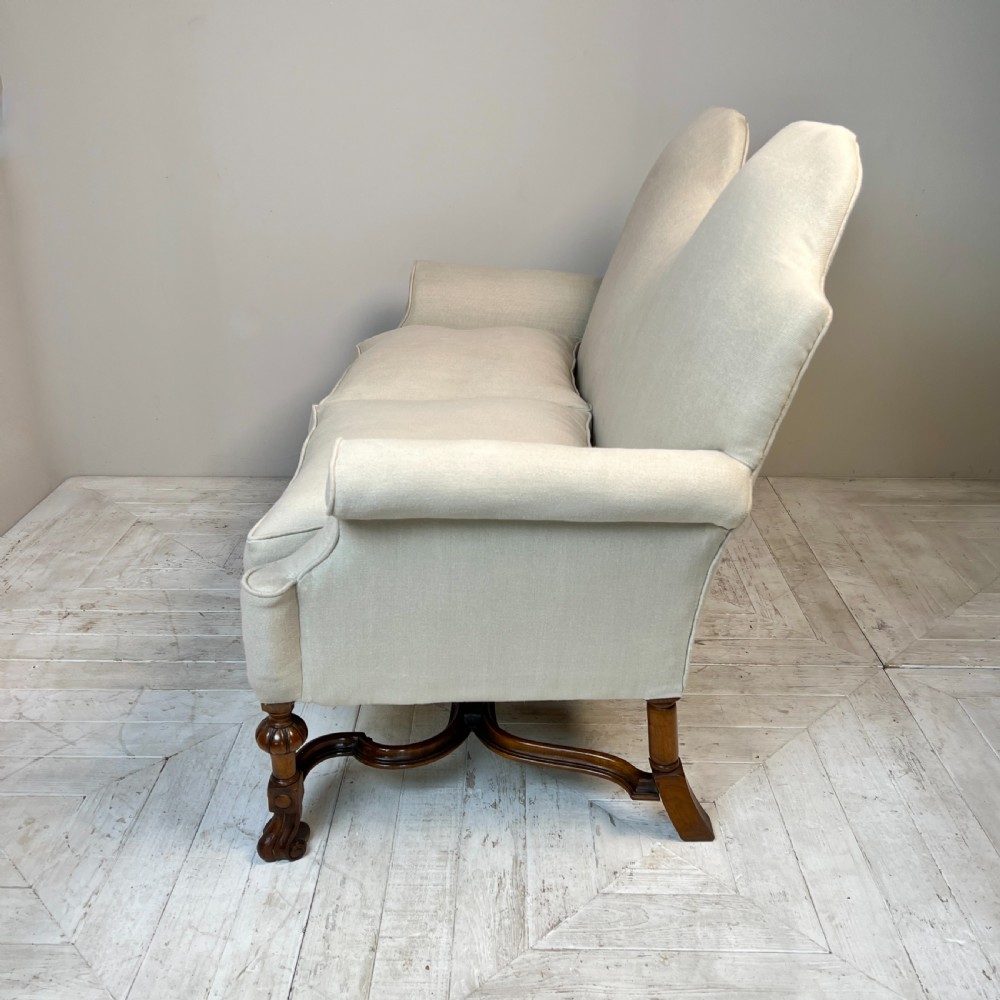 William and Mary Style Linen Two Seater Sofa View IX