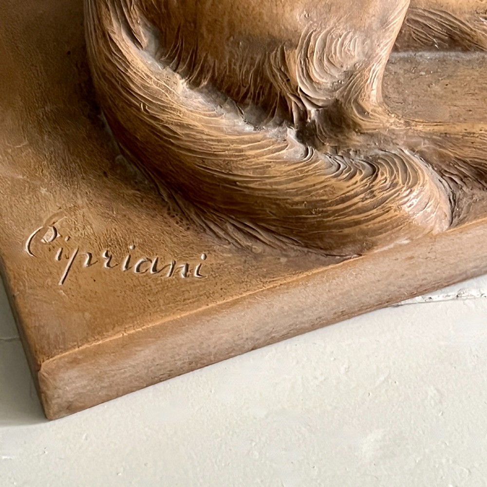 A Terracotta Study Of A Child and Dog By Ugo Cipriani View II