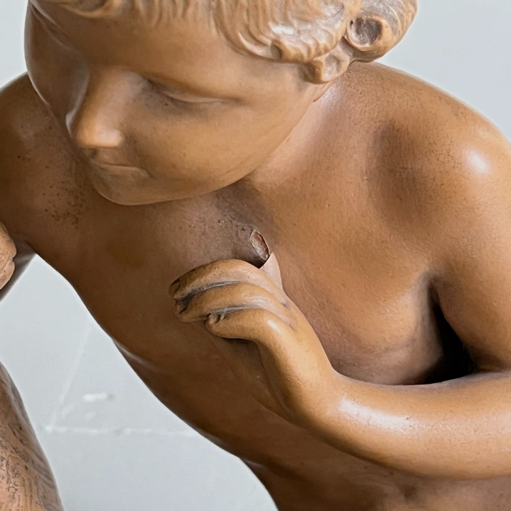 A Terracotta Study Of A Child and Dog By Ugo Cipriani View VI