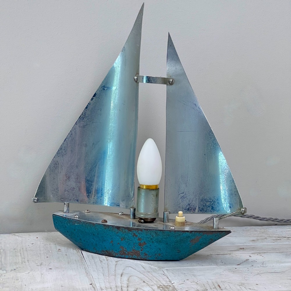 Art Deco Table Lamp In The Form Of A Sailing Yacht View III