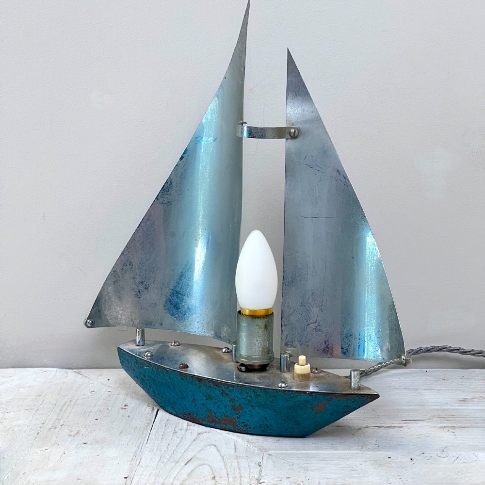 Art Deco Table Lamp In The Form Of A Sailing Yacht View IV