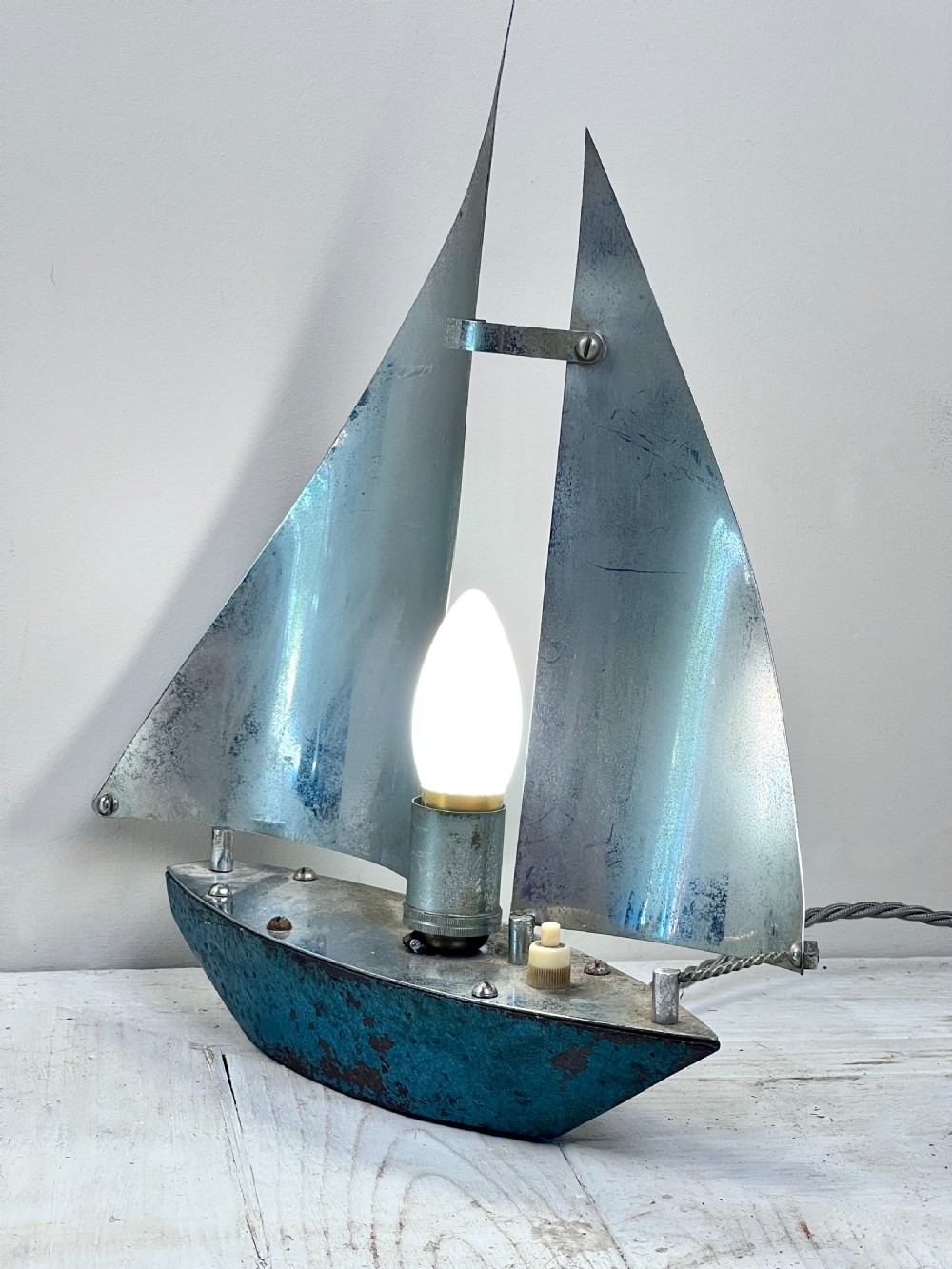 Art Deco Table Lamp In The Form Of A Sailing Yacht View V