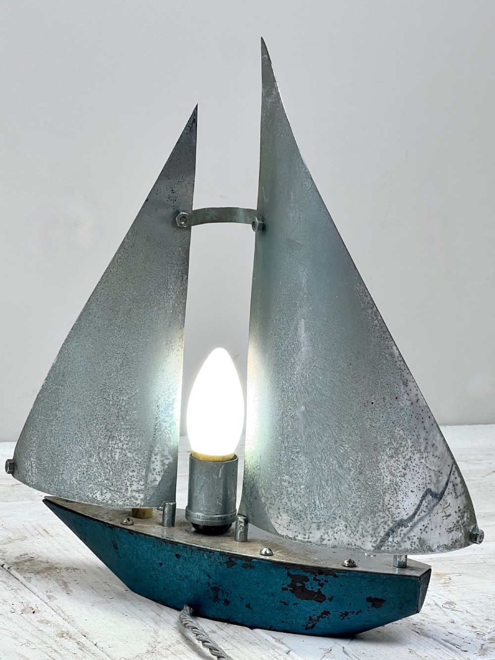 Art Deco Table Lamp In The Form Of A Sailing Yacht View VIII