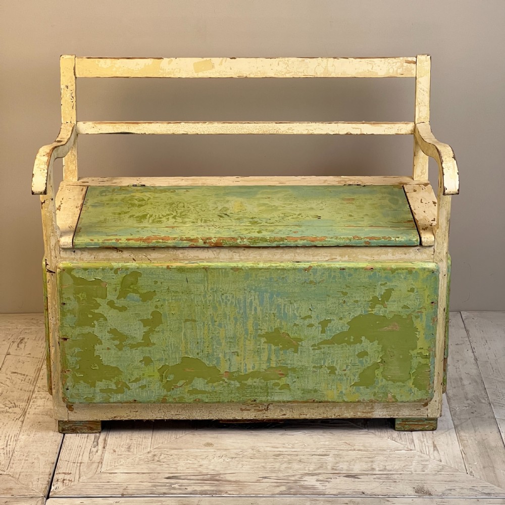 A Vintage Painted Storage Bench Or Settle View II