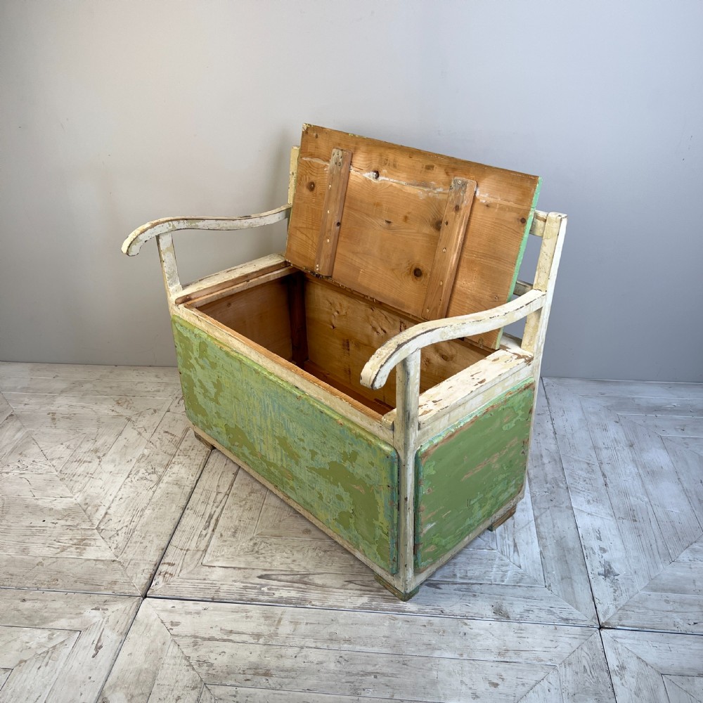 A Vintage Painted Storage Bench Or Settle View IV