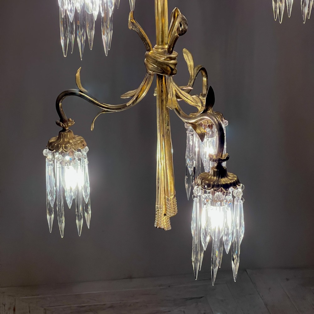 Continental Gilt Brass Six Arm Chandelier Circa 1910 View II
