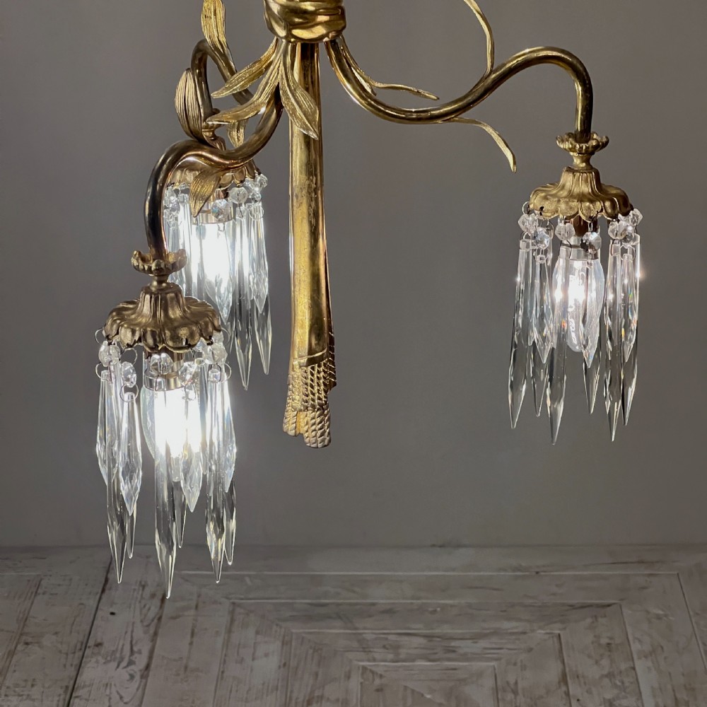 Continental Gilt Brass Six Arm Chandelier Circa 1910 View III
