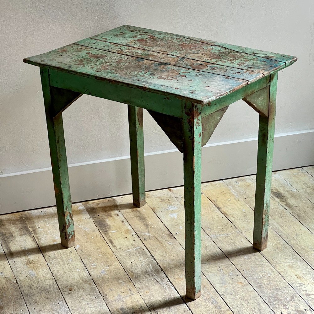 Small Country Pine Table In Distressed Green Paint View VII