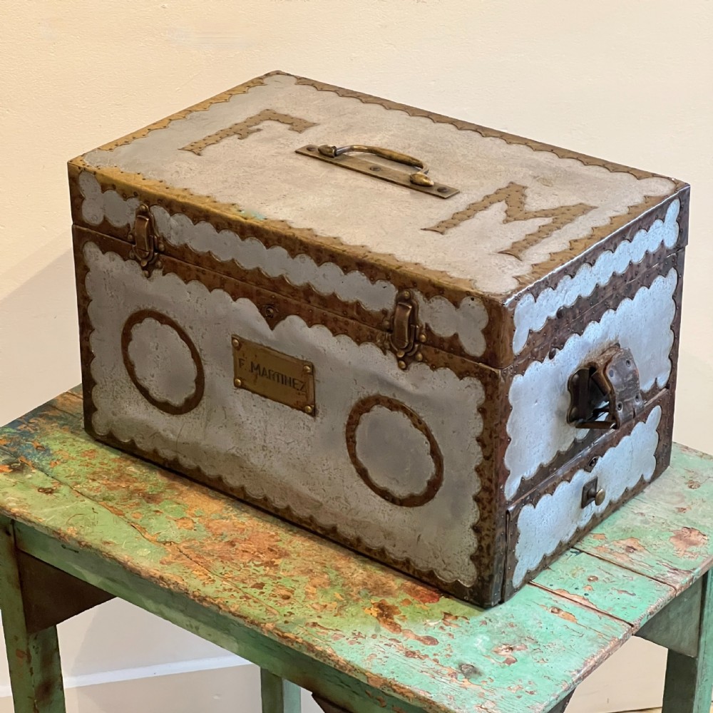 Unique Vintage Handcrafted Metal Trunk Tuck Box