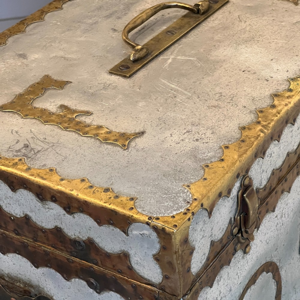 Unique Vintage Handcrafted Metal Trunk Tuck Box View X