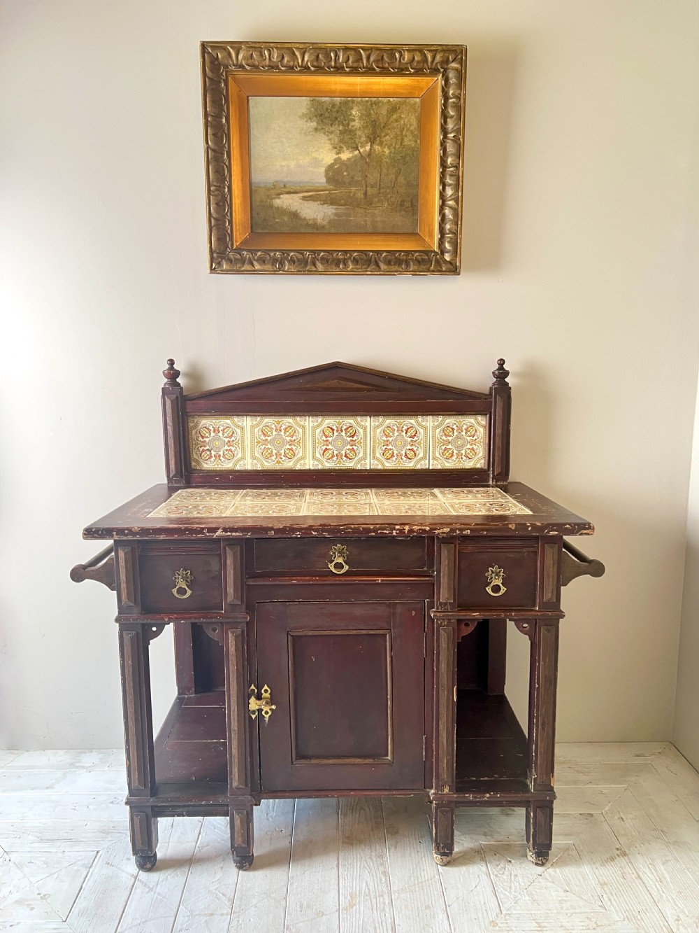 A Victorian Painted And Tiled Aesthetic Movement Washstand  View II