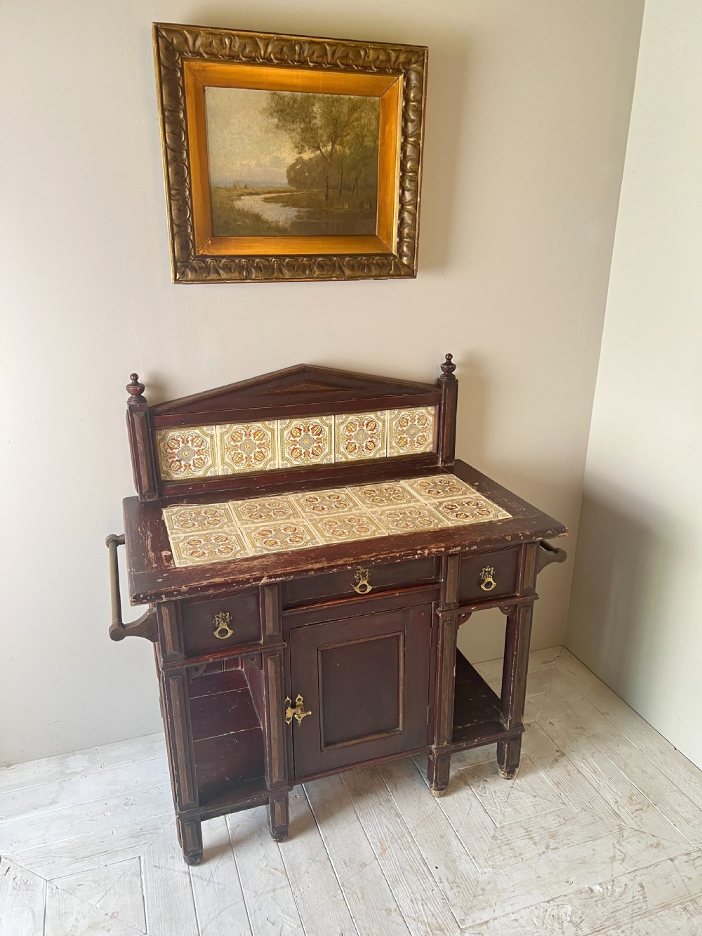 A Victorian Painted And Tiled Aesthetic Movement Washstand  View III