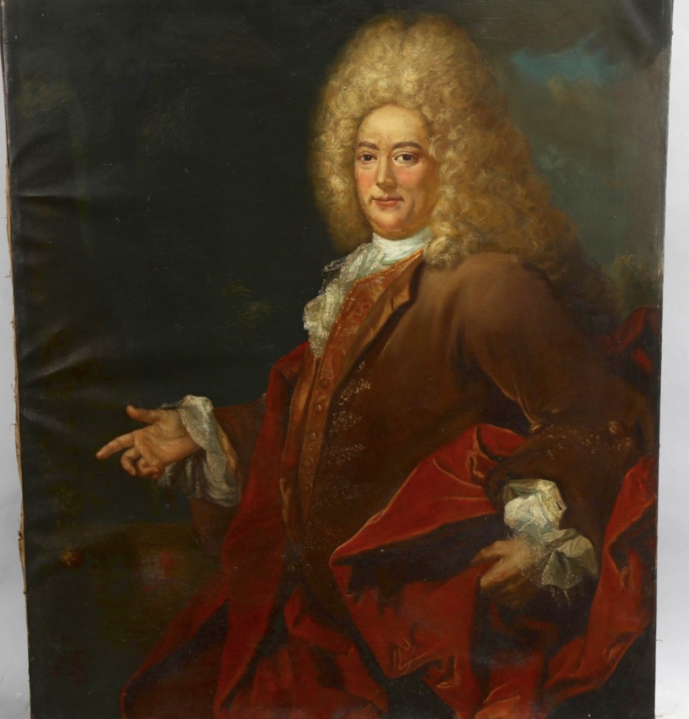 An C18th Oil On Canvas Portrait Of A Gentleman 