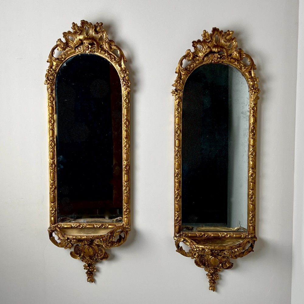 A Pair Of  C19th Gilt Framed Bracket Mirrors