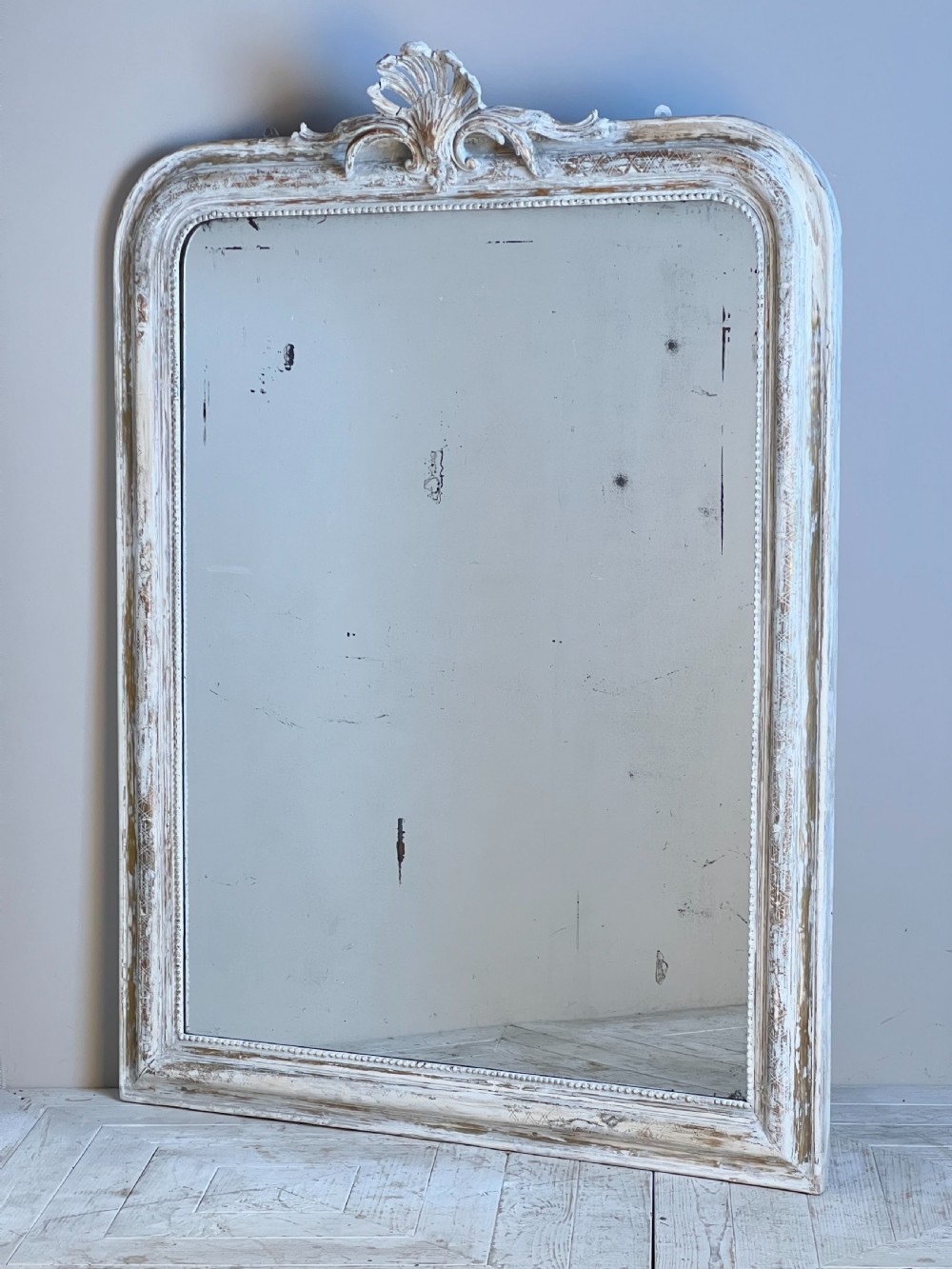 Large French Gilt And Painted Overmantel Mirror View VI