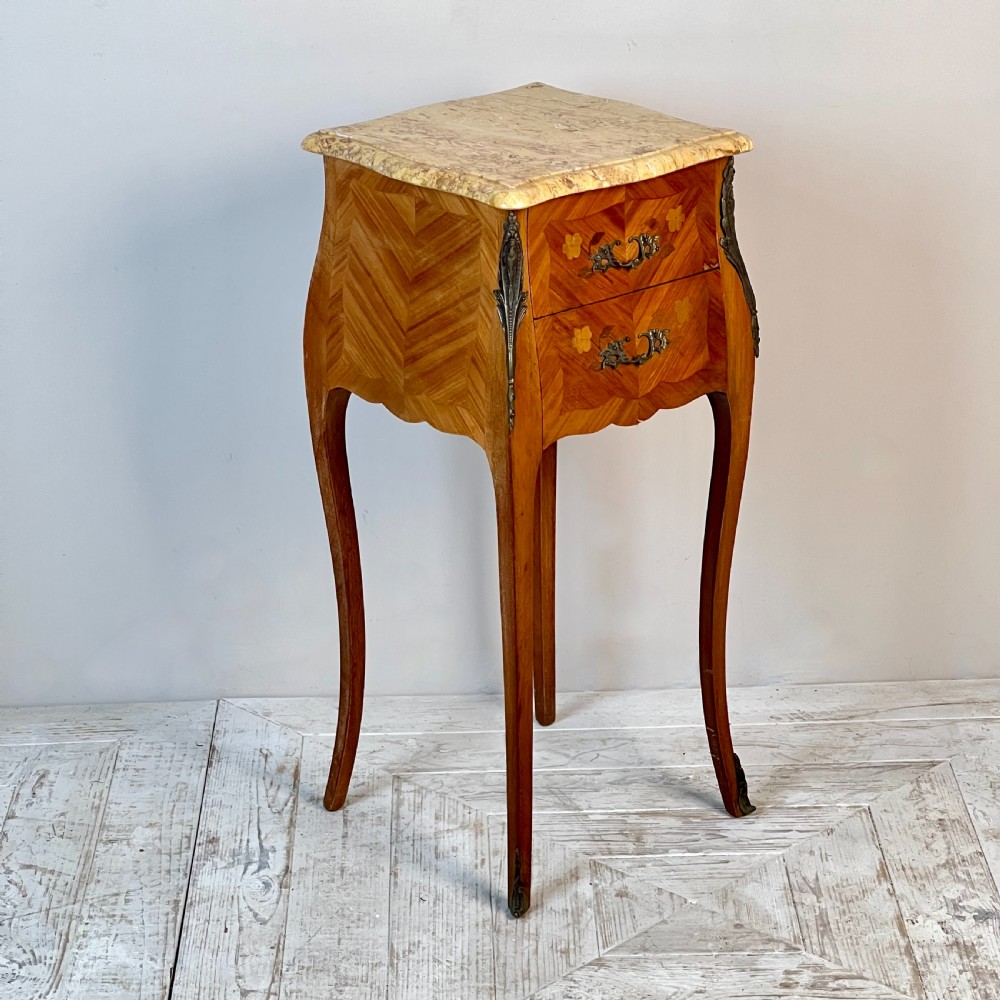 A Pair Of  ‘His And Her’ Sienna Marble And Marquetry Bedsides Tables View VII
