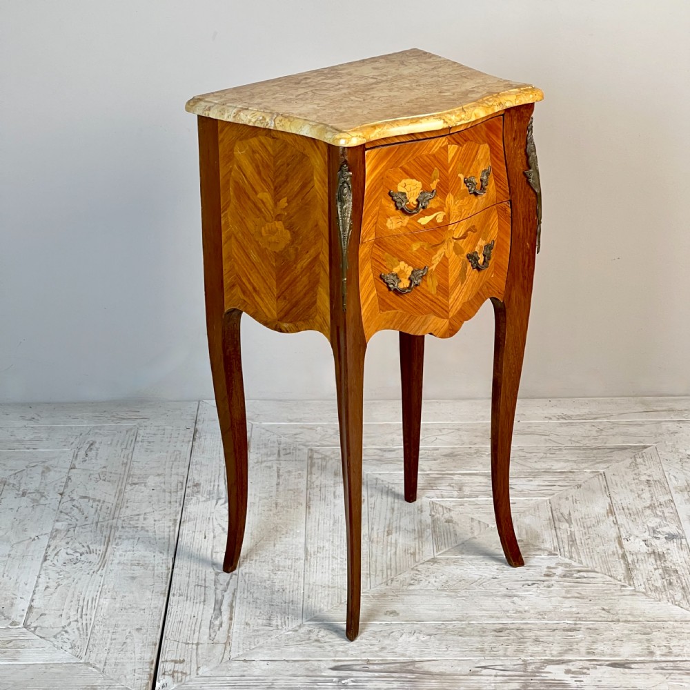 A Pair Of  ‘His And Her’ Sienna Marble And Marquetry Bedsides Tables View VIII