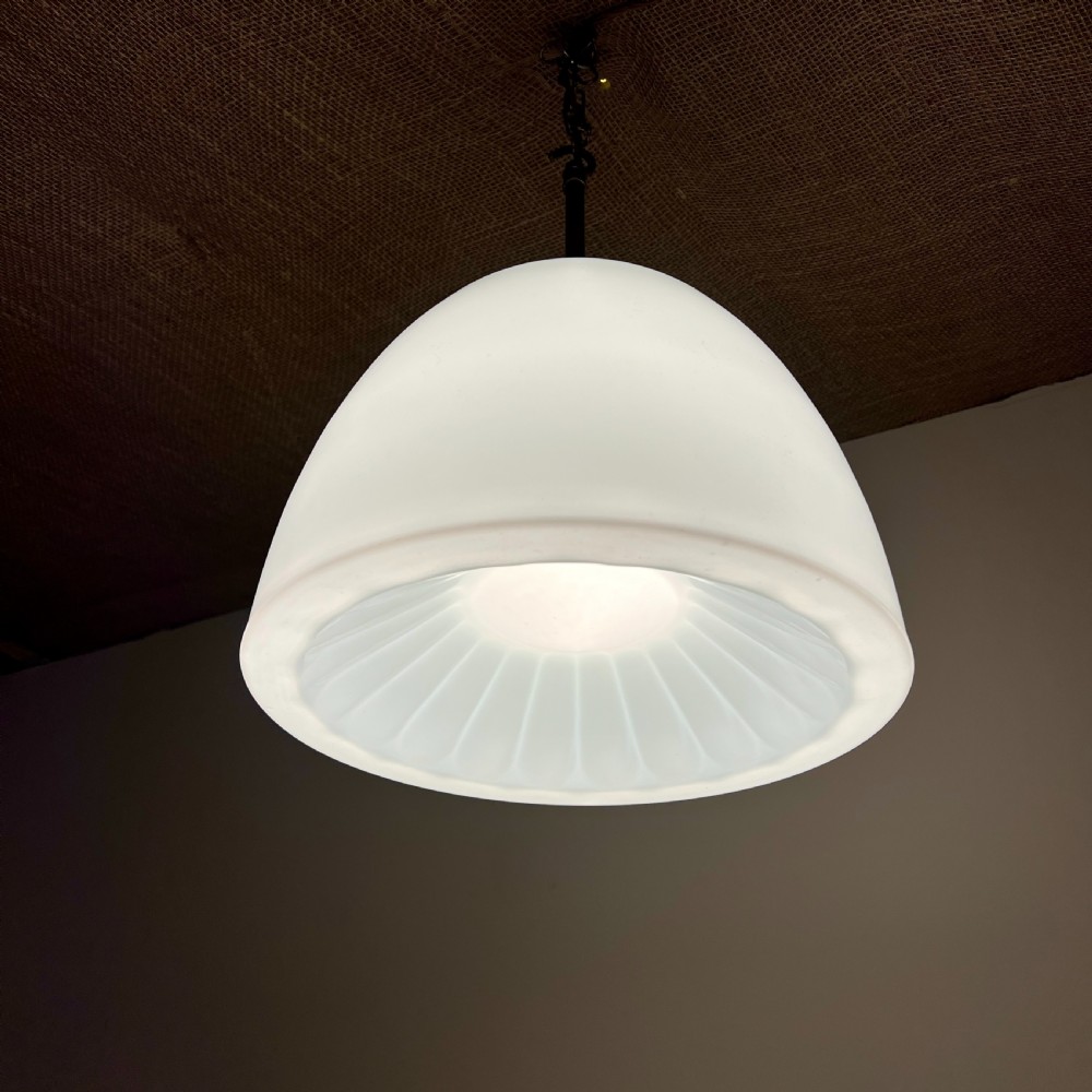 Art Deco Brass And Opaline Glass Pendant Light  View IV