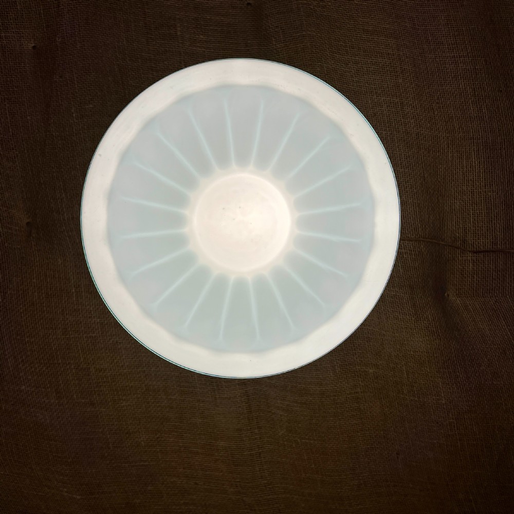 Art Deco Brass And Opaline Glass Pendant Light  View V