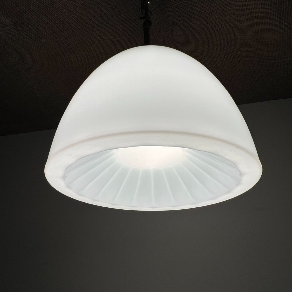 Art Deco Brass And Opaline Glass Pendant Light  View VI