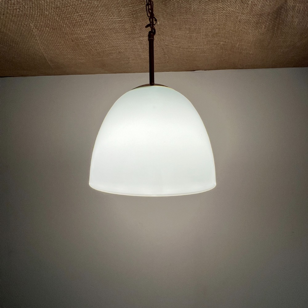 Art Deco Brass And Opaline Glass Pendant Light  View VII