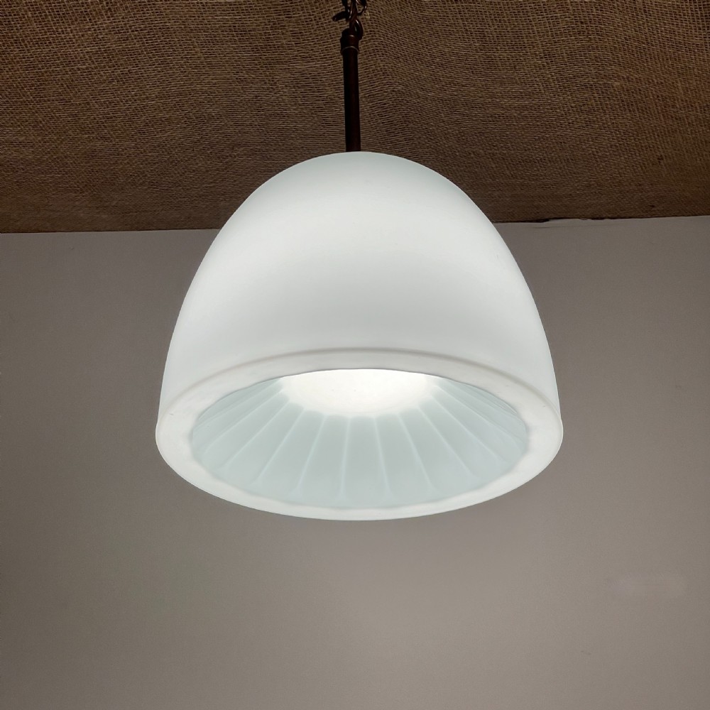 Art Deco Brass And Opaline Glass Pendant Light  View VIII