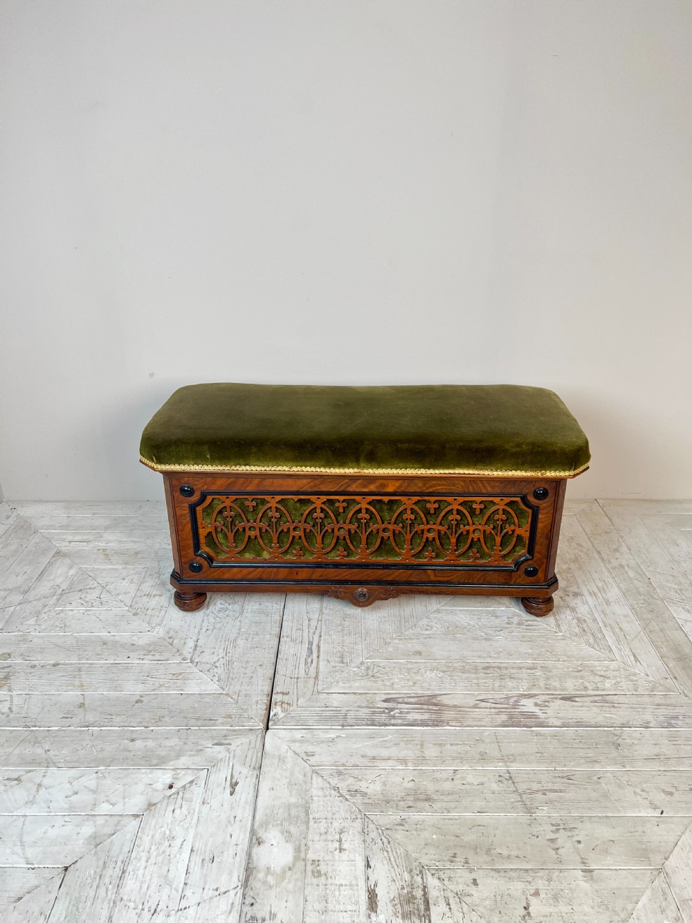 A Victorian Burr Walnut And Ebonised Ottoman View VII