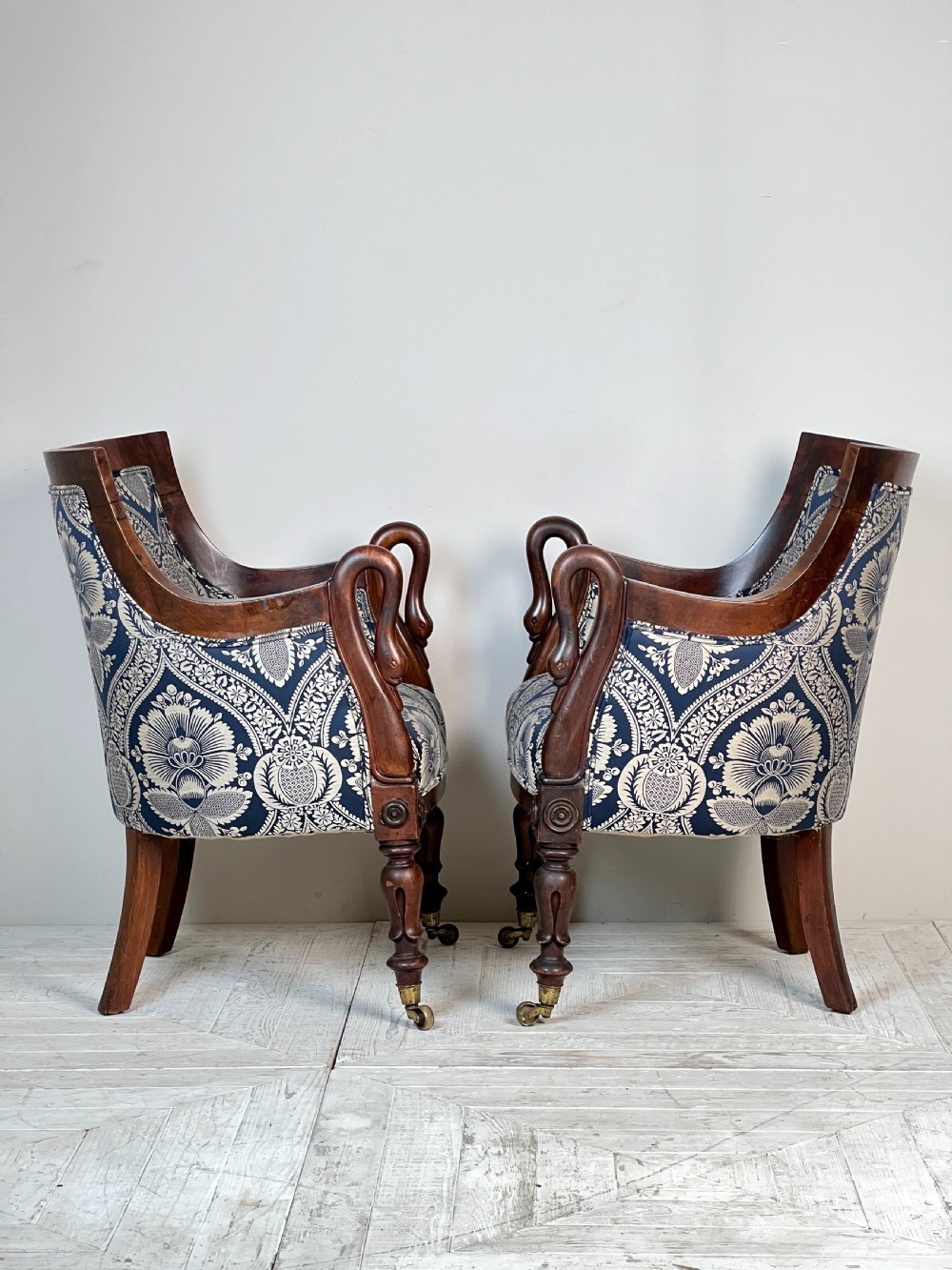 A Pair Of William IV Mahogany Swan Neck Armchairs View VI