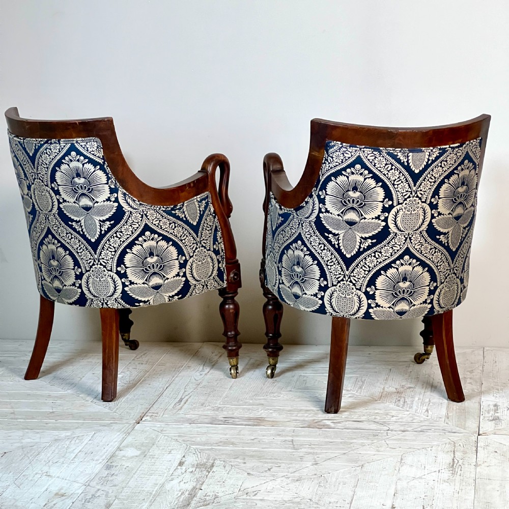 A Pair Of William IV Mahogany Swan Neck Armchairs View VII