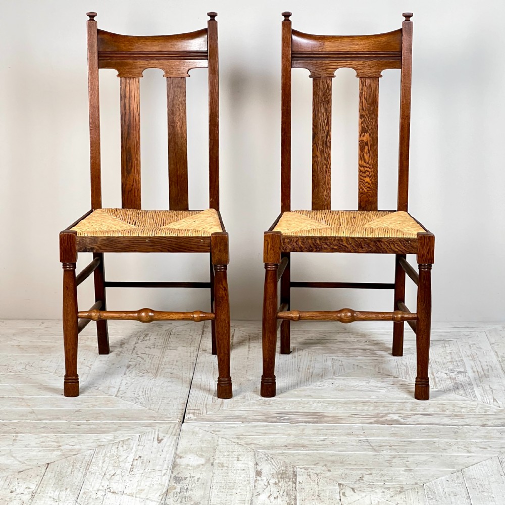 An Arts & Crafts Extending Oak Dining Table & Six Chairs View VII