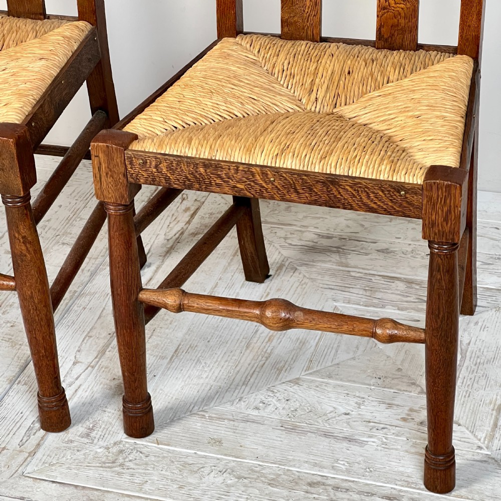 An Arts & Crafts Extending Oak Dining Table & Six Chairs View VIII