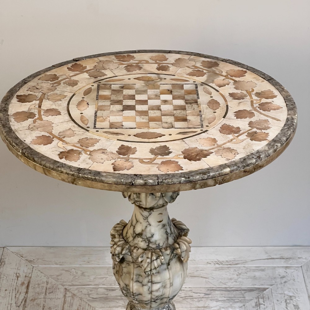 An Italian Antique Alabaster Games Or Wine Table View III