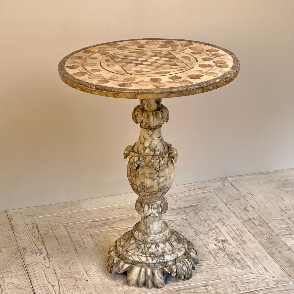 An Italian Antique Alabaster Games Or Wine Table View VI