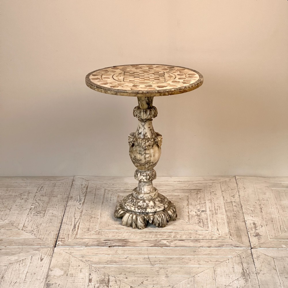 An Italian Antique Alabaster Games Or Wine Table View X