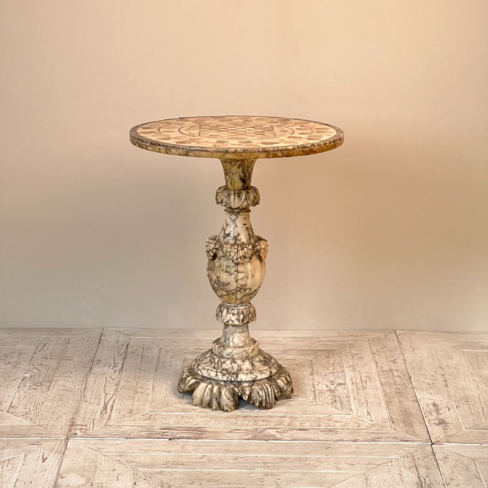 An Italian Antique Alabaster Games Or Wine Table View XI