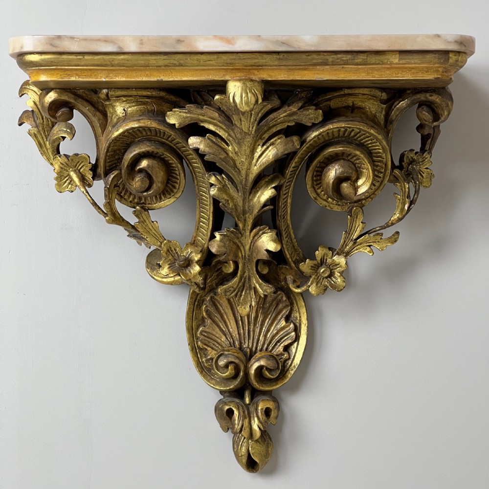 Antique Giltwood And Marble Console Table Or Wall Bracket