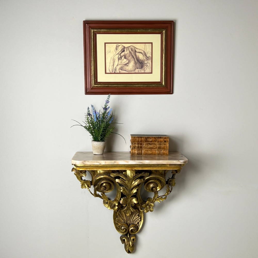 Antique Giltwood And Marble Console Table Or Wall Bracket View II