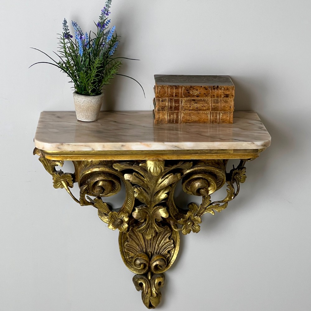 Antique Giltwood And Marble Console Table Or Wall Bracket View III