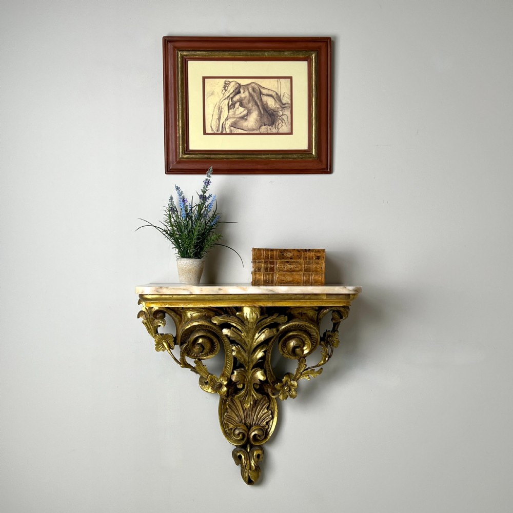 Antique Giltwood And Marble Console Table Or Wall Bracket View IV
