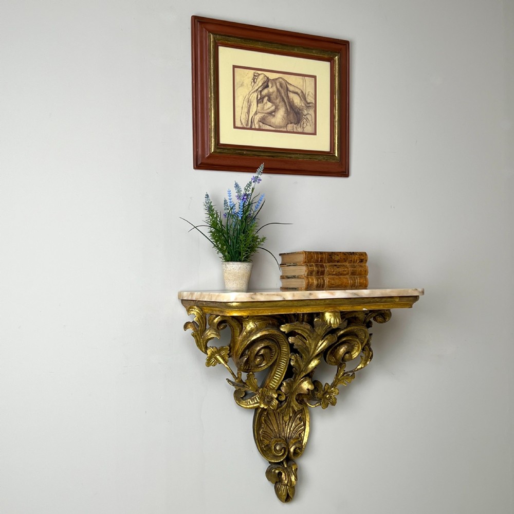 Antique Giltwood And Marble Console Table Or Wall Bracket View V
