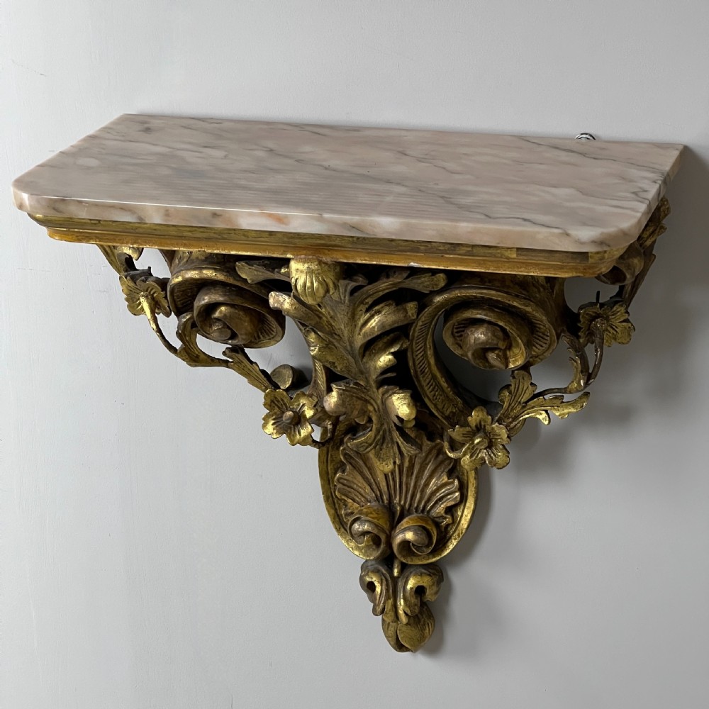 Antique Giltwood And Marble Console Table Or Wall Bracket View VI