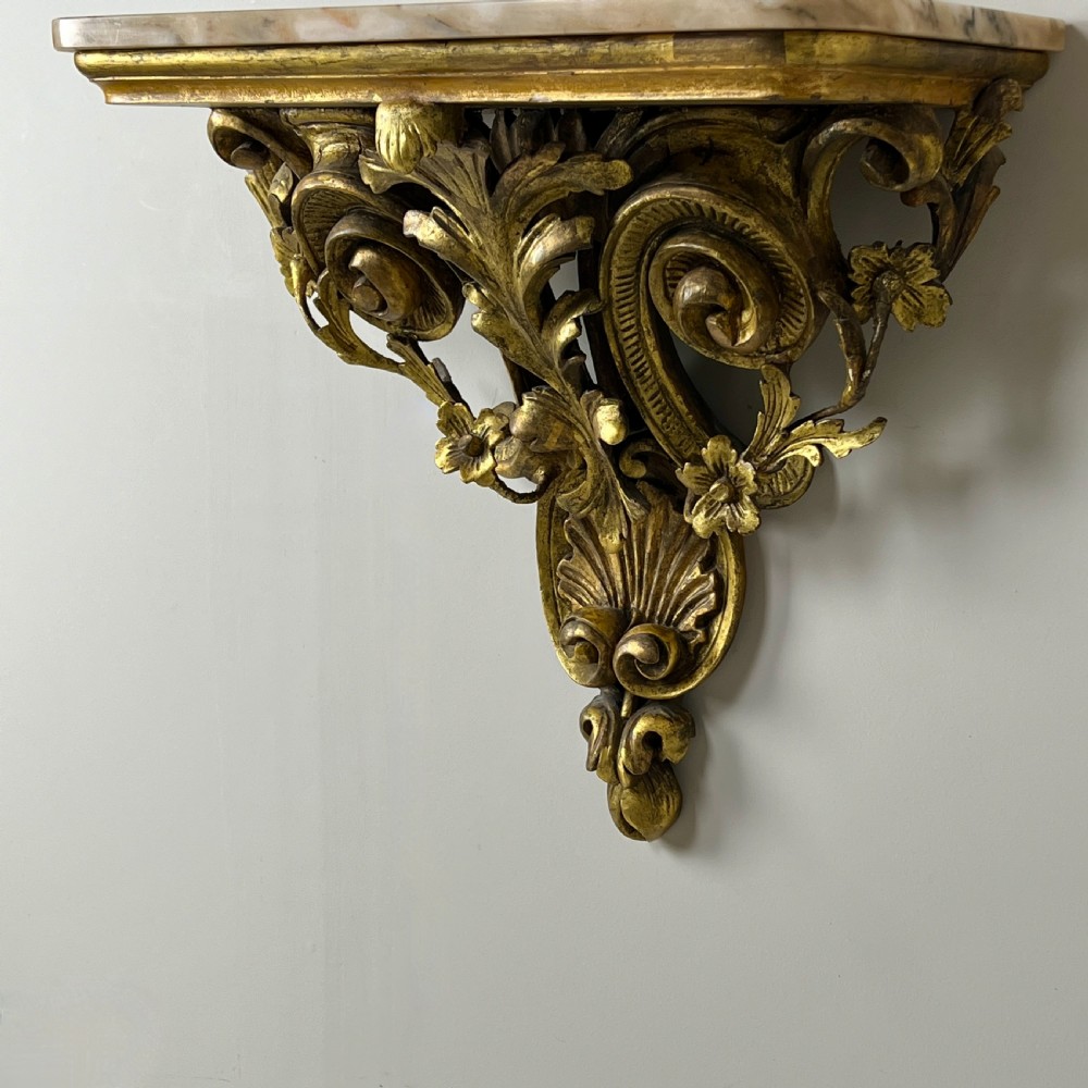 Antique Giltwood And Marble Console Table Or Wall Bracket View VII