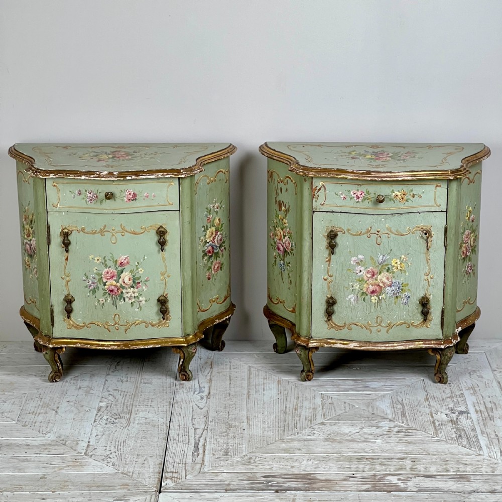 A Pair Of C19th Venetian Hand Painted Bedside Cabinets  View II
