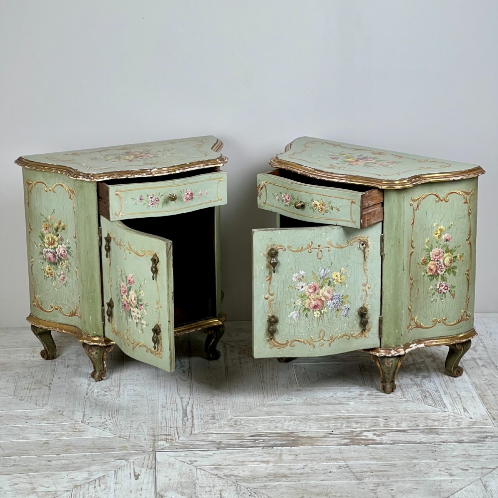 A Pair Of C19th Venetian Hand Painted Bedside Cabinets  View III