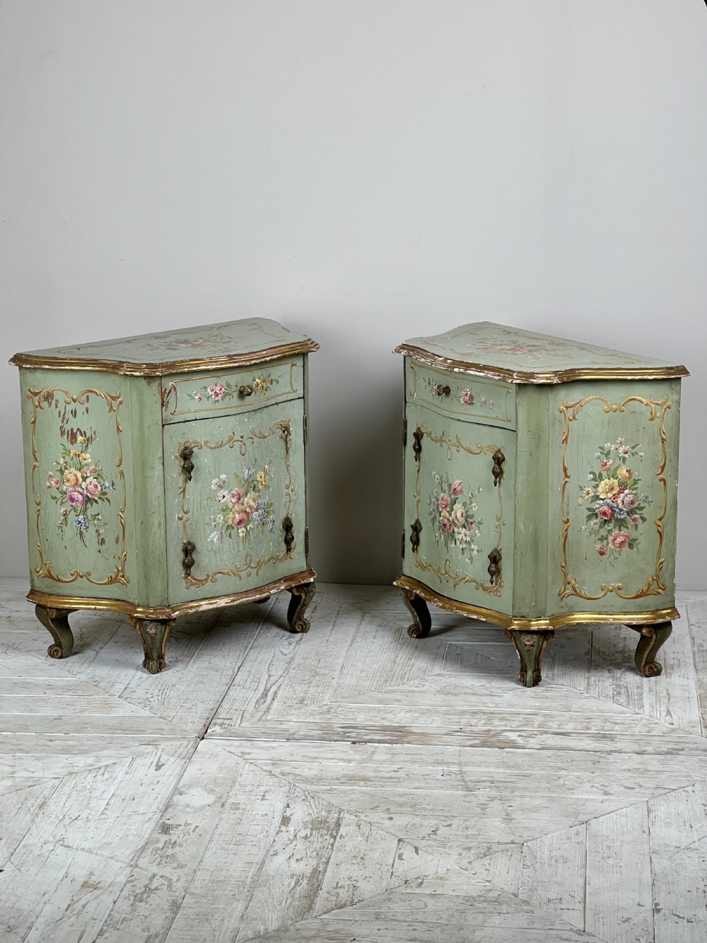 A Pair Of C19th Venetian Hand Painted Bedside Cabinets  View X
