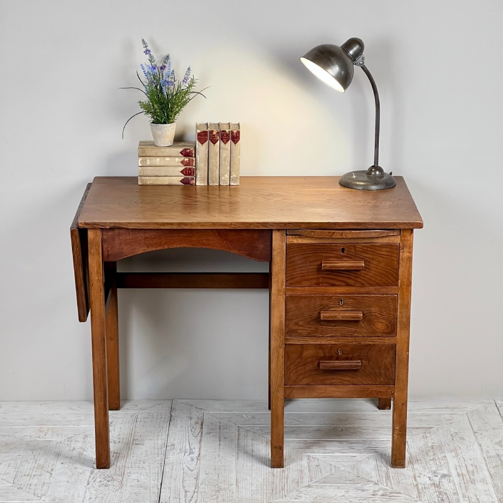 A Vintage English Oak Drop Leaf Desk View II