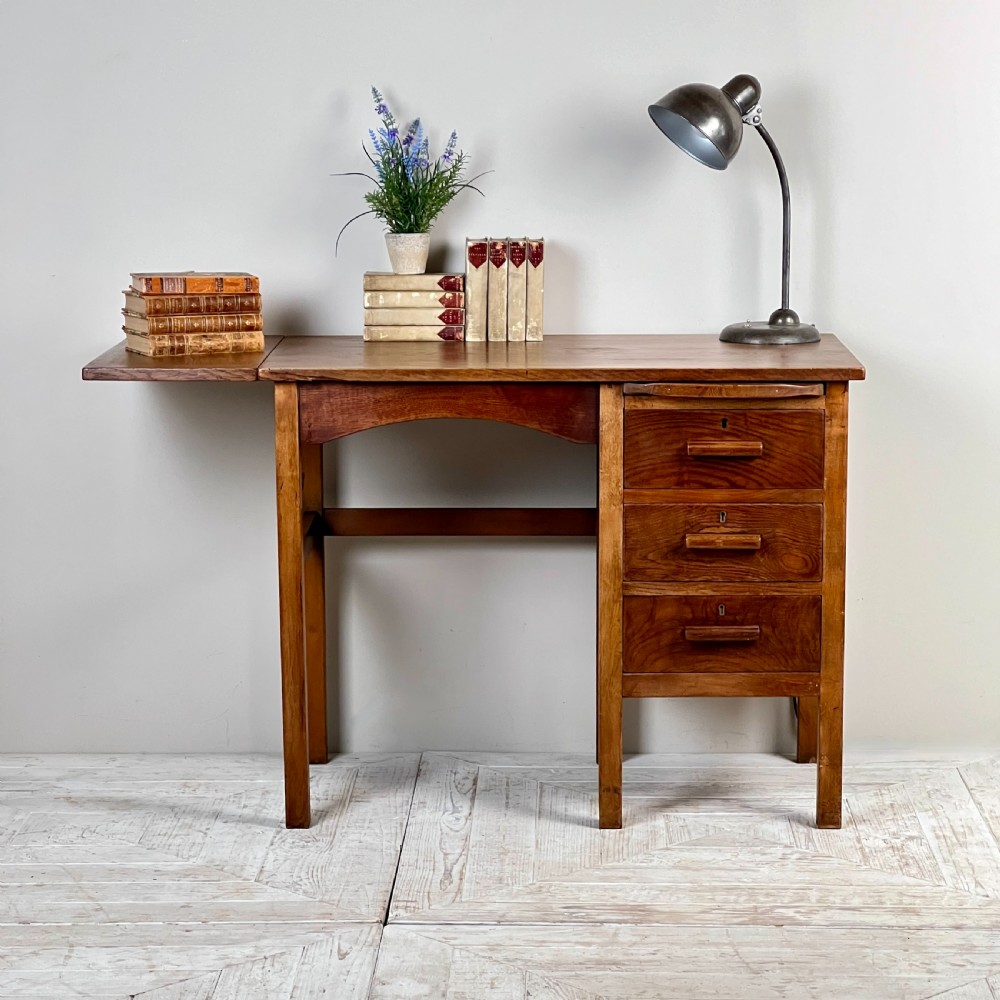 A Vintage English Oak Drop Leaf Desk View III