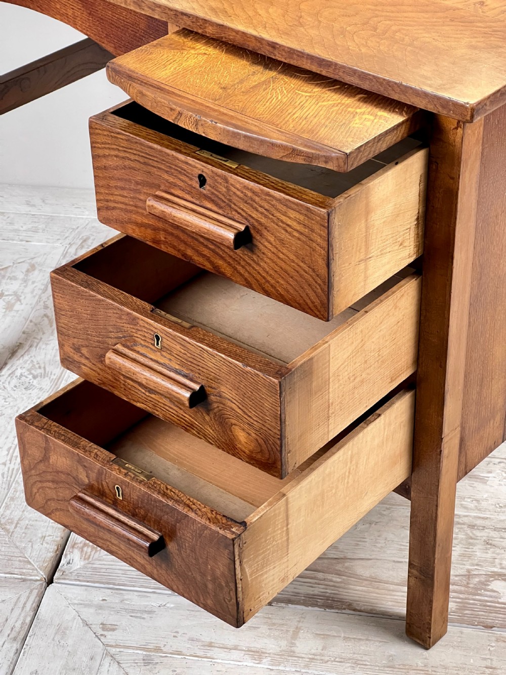 A Vintage English Oak Drop Leaf Desk View V