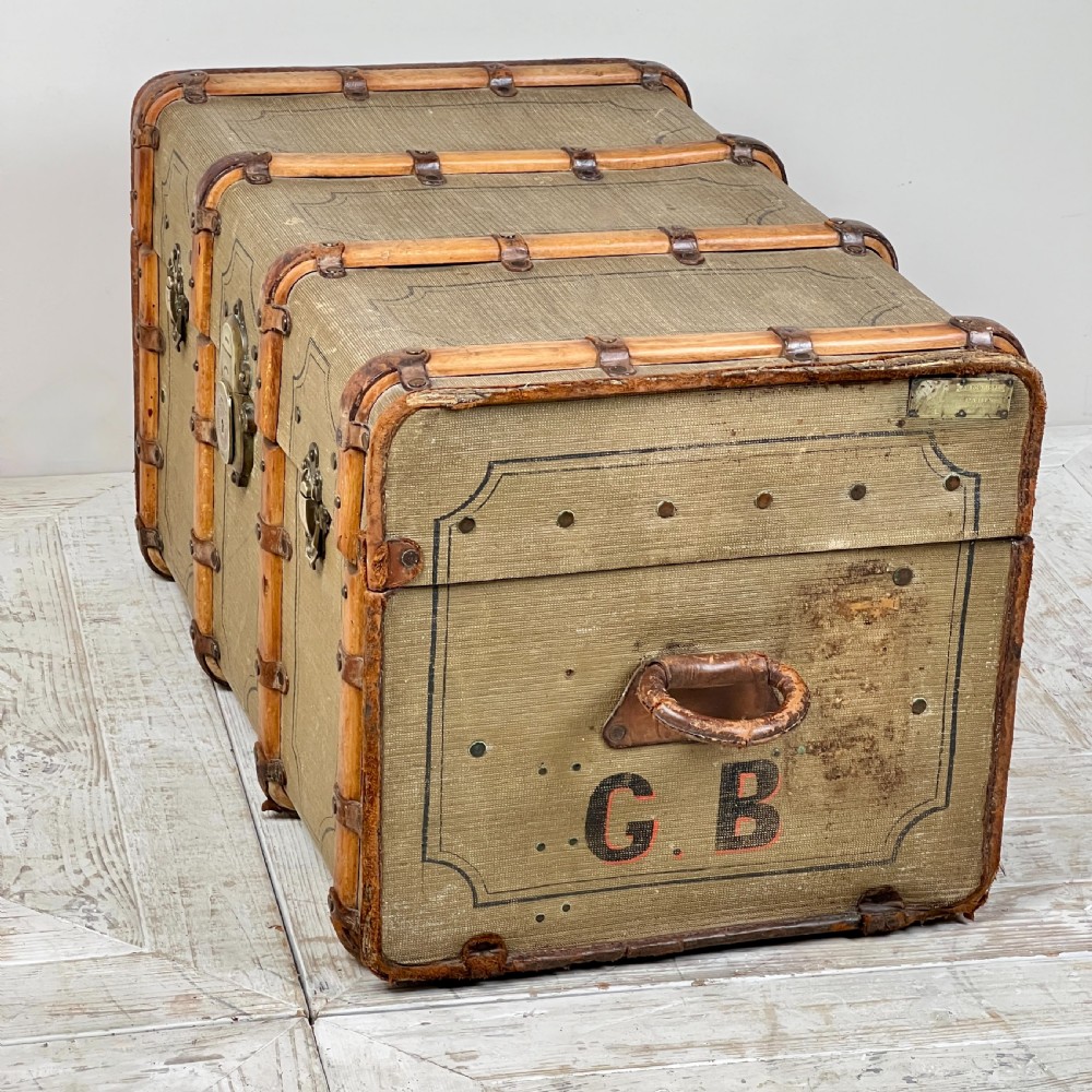 Vintage French Travel Trunk By Au Touriste Paris View IV