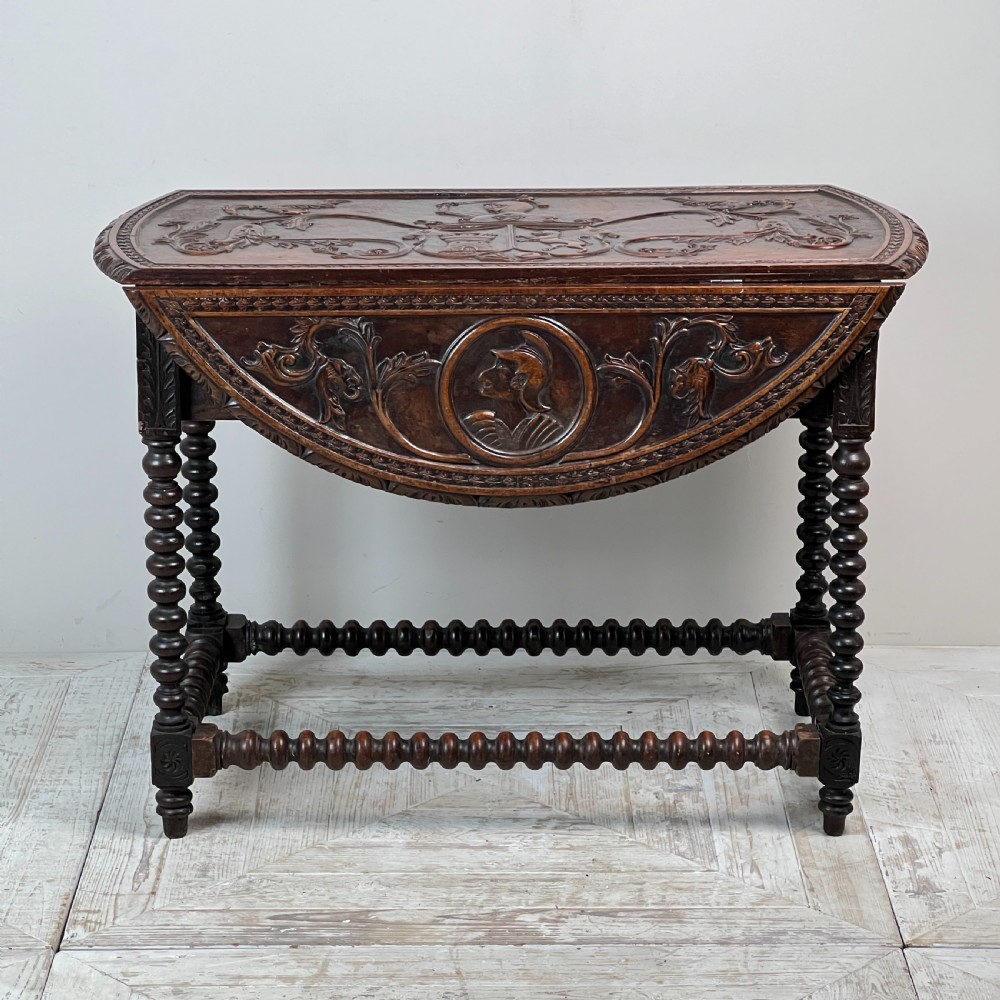 A Gibraltarian Carved Drop Leaf Bobbin Table  View II